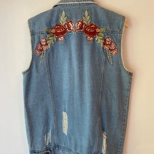 Embroidered Denim Vest